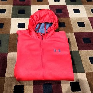 Men's Red and Grey Under Armour Coldgear Fullzip Hoodie/Jacket Size 2XL